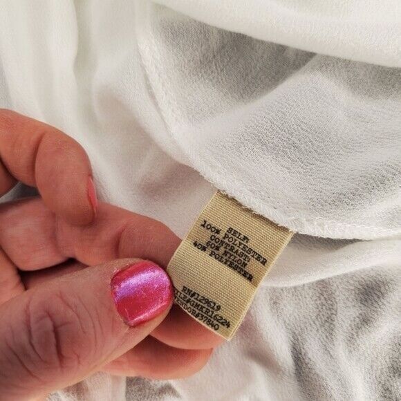 Zara Woman Plunge V Neck White Lace Blouse SZ Small - Picture 8 of 10